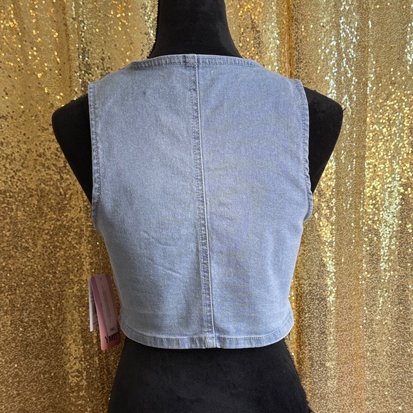 YMI Pink and Gray Denim Vest - Picture 3 of 10